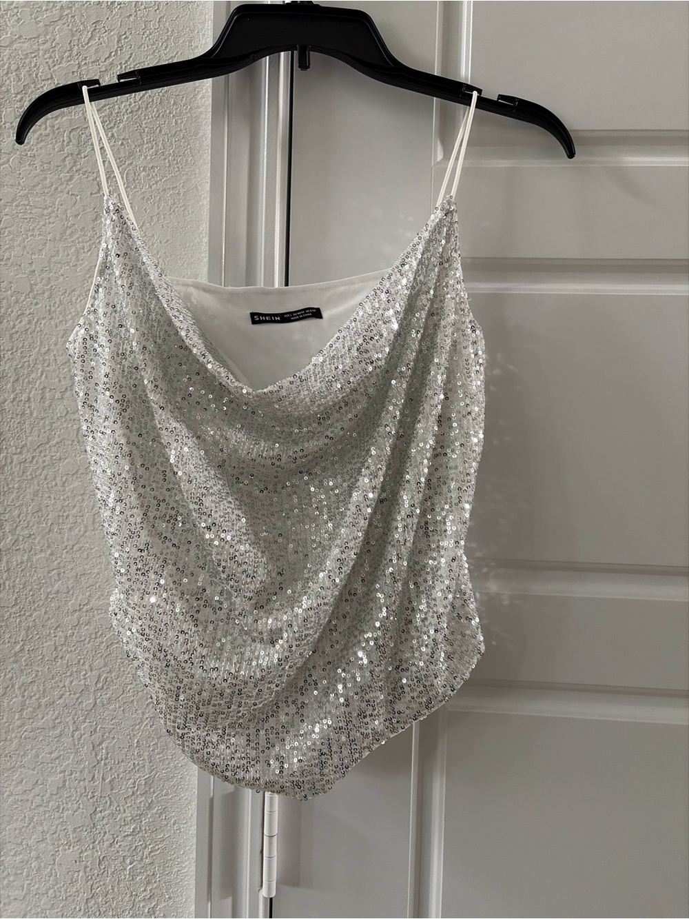 SHEIN Silver Sequin Cowl Neck Camisole